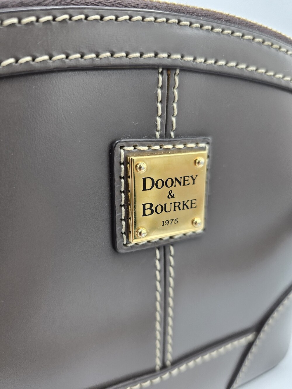DOONEY & BOURKE Steel Gray Leather Mini Domed Crossbody Purse Shoulder Bag *read - Picture 4 of 16